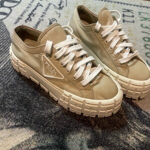 Prada Women's Beige Sneakers with Chunky Sole